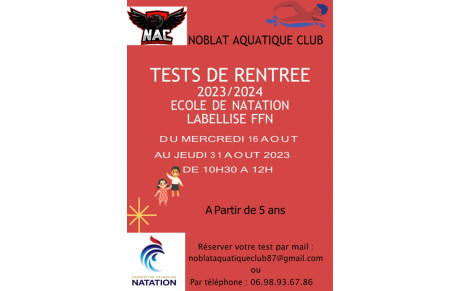 INSCRIPTION NOUVELLE SAISON 2023/2024