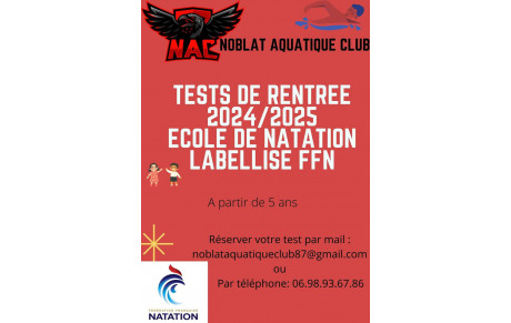 TEST INSCRIPTION NOUVELLE SAISON 2024/2025