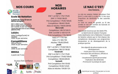 ON A ENCORE DES PLACES DISPONIBLES POUR NAGER